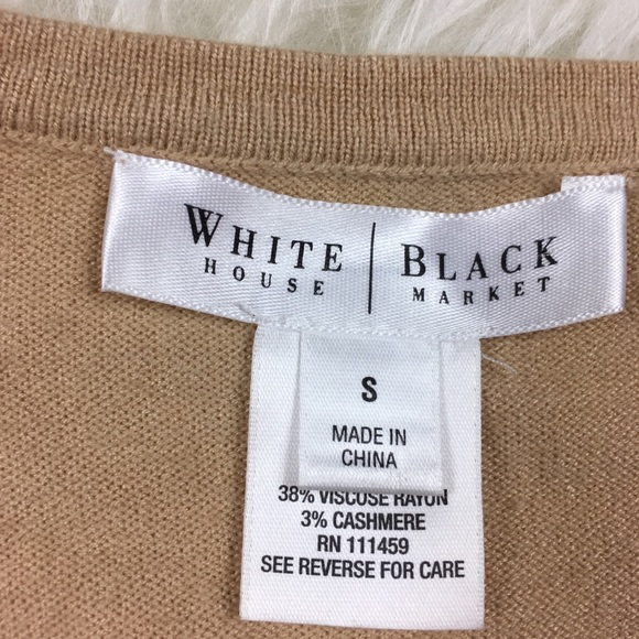 WHBM Tan V Neck Button Up Cashmere Nylon Cardigan - Picture 2 of 6